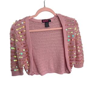 Say What? Y2K Pink Sequin Women's Cardigan Shrug